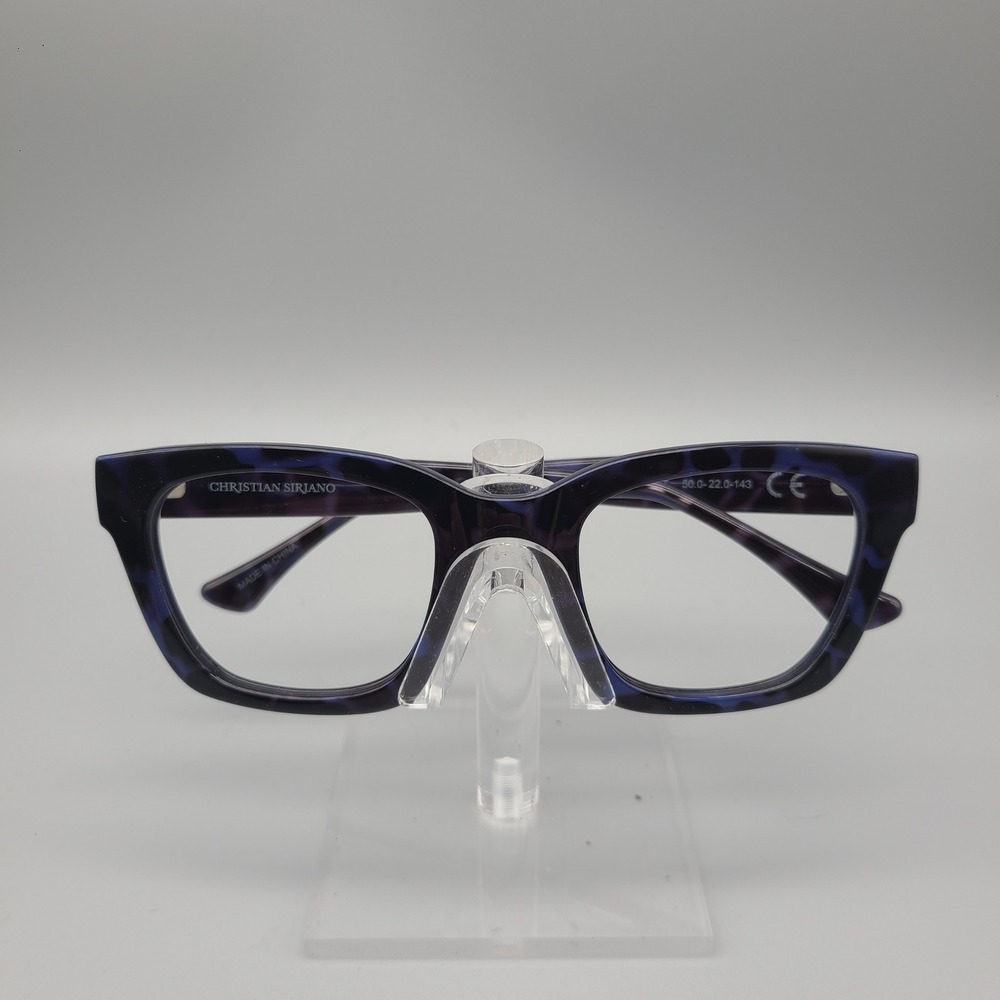 Christian Siriano Bea Purple Tortoise Square Eyeglass Frames 50-22-143 BLUTT